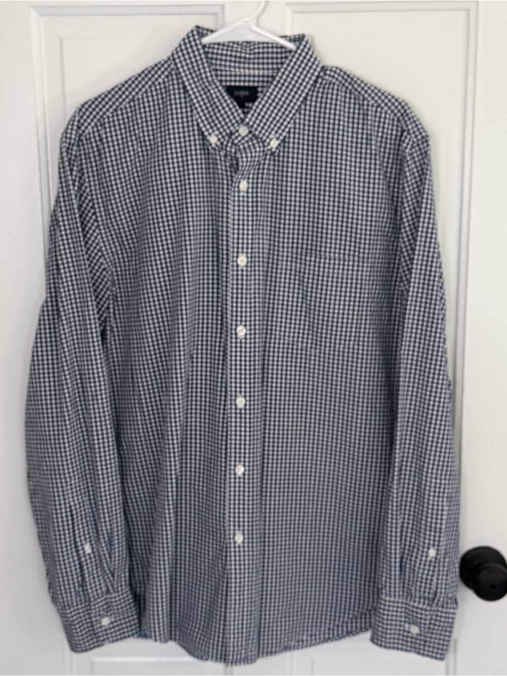 J.Crew Men’s Large Navy Gingham Cotton Button Down Shirt Preppy